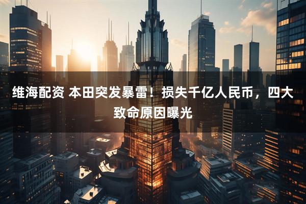 维海配资 本田突发暴雷！损失千亿人民币，四大致命原因曝光