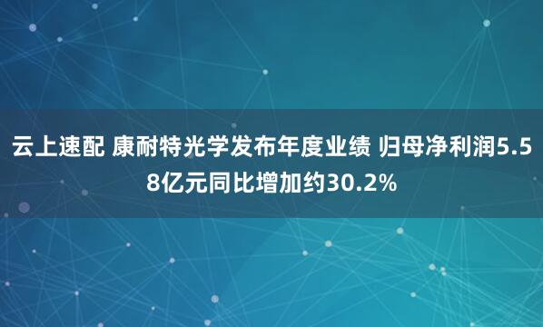 云上速配 康耐特光学发布年度业绩 归母净利润5.58亿元同比增加约30.2%