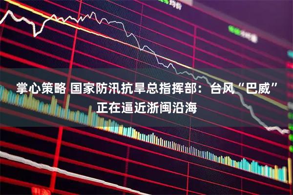 掌心策略 国家防汛抗旱总指挥部:台风“巴威”正在逼近浙闽沿海